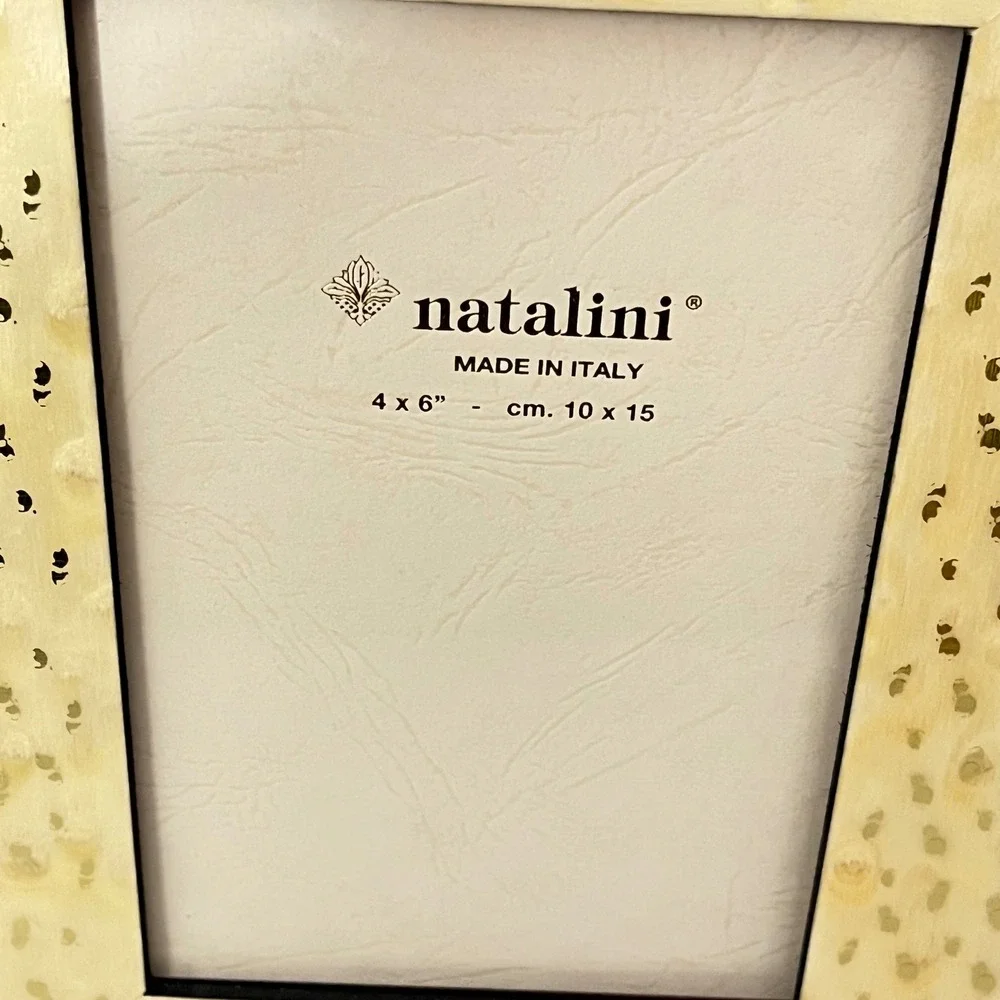 Natalini Picture‎ Frame Unisex 4x6 Cream Gold Inlaid Burl Wood Made in Italy